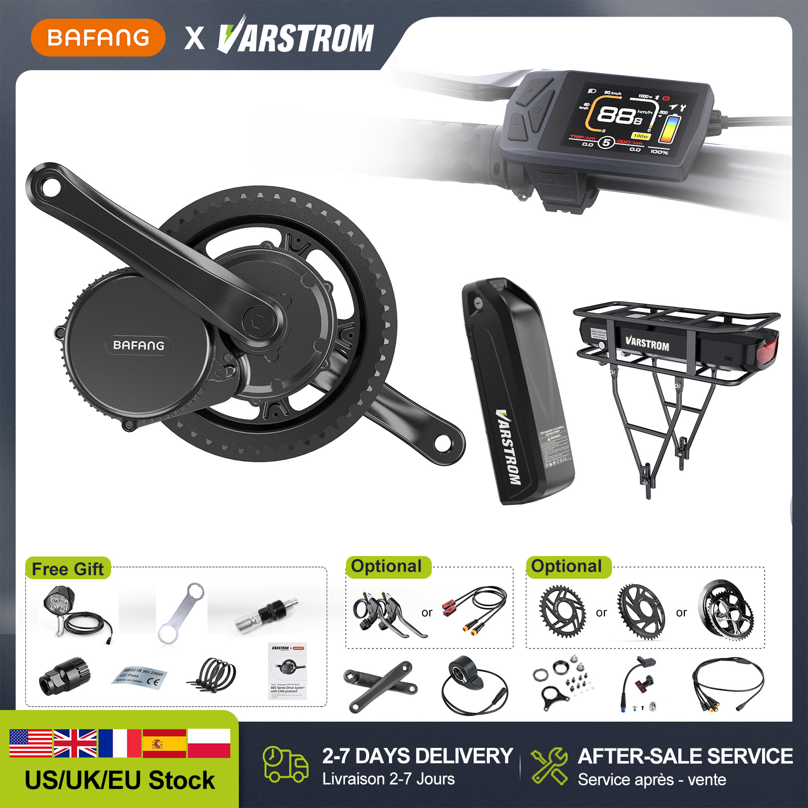 Side Hung Mid Drive Motor Kit - [US Direct] Silnik centralny BAFANG 48V