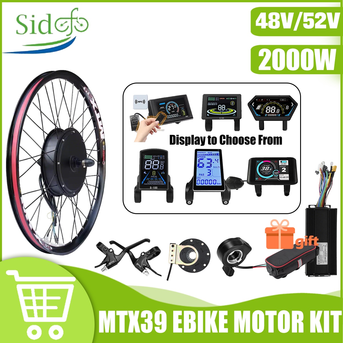Gearless Hub Motor Conversion Kit 2000W With Display - Zestaw do konwersji roweru elektrycznego MTX39