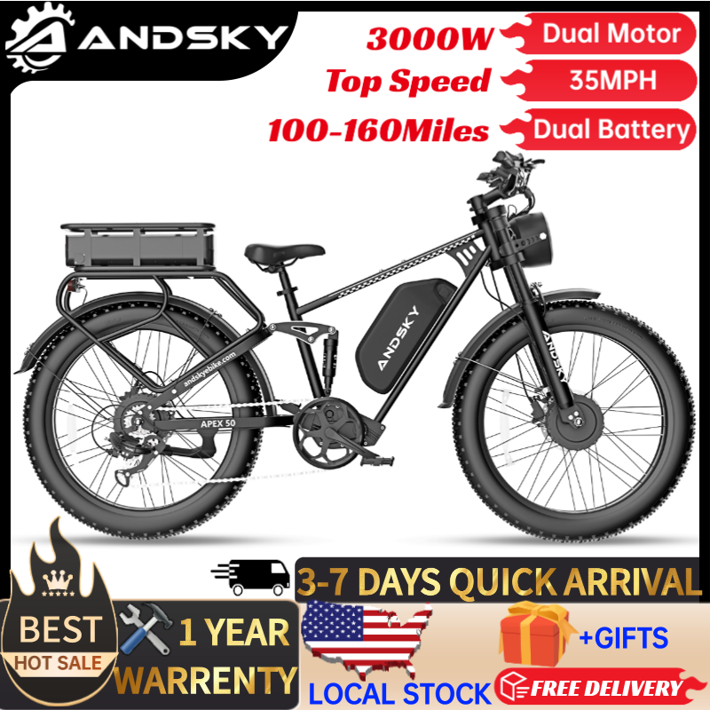 48V 1500W Rear Hub Motor With Battery - Rower elektryczny ANDSKY Apex50 AWD, 3000W,
