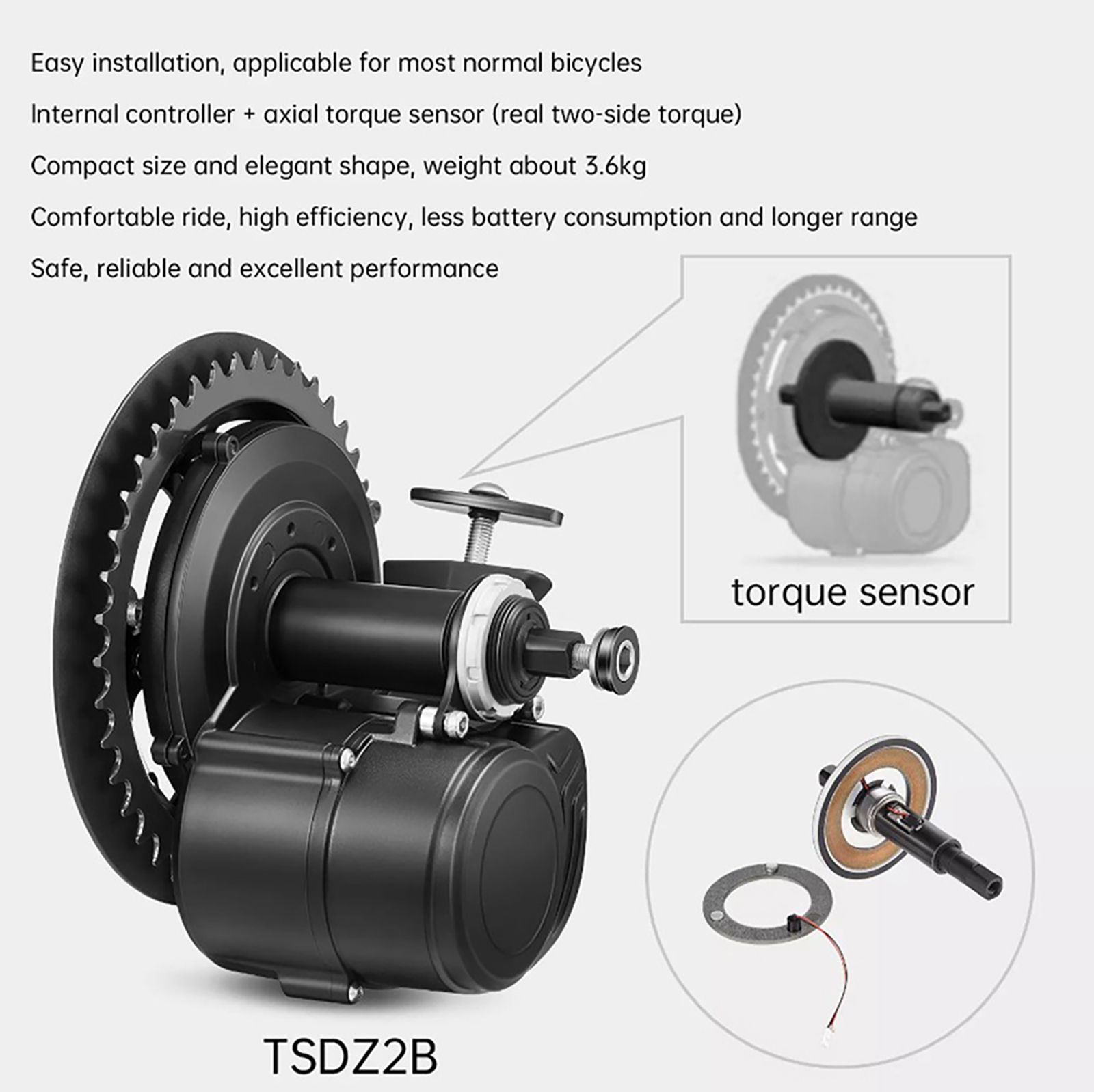 Tongsheng TSDZ2B BB 120mm 100m – Torque Sensor Mid Drive Motor Kit recenzja i cena